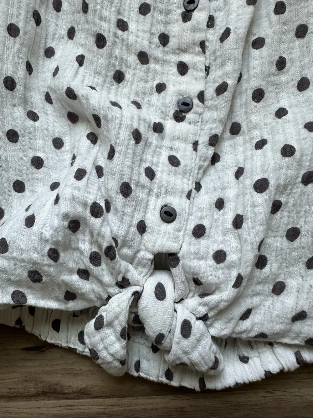 Zara Girl Polka Dot Tie-Front Blouse